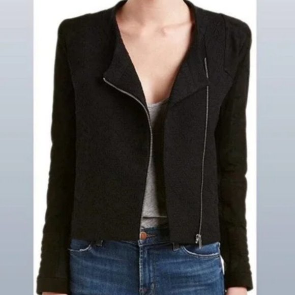 Maje Bambi Blazer moto jacket black zip up - Picture 1 of 11